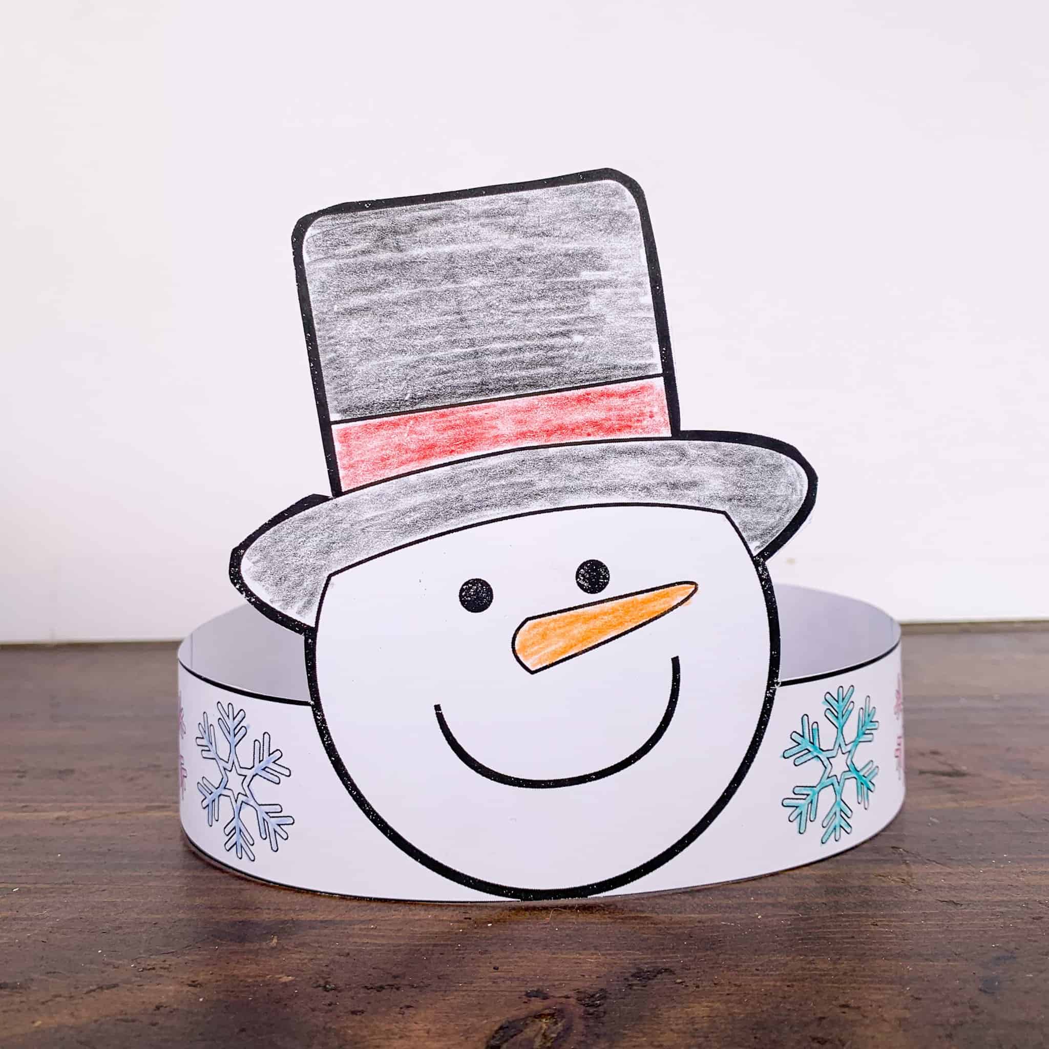 free printable snowman crown craft for kids - the artisan life
